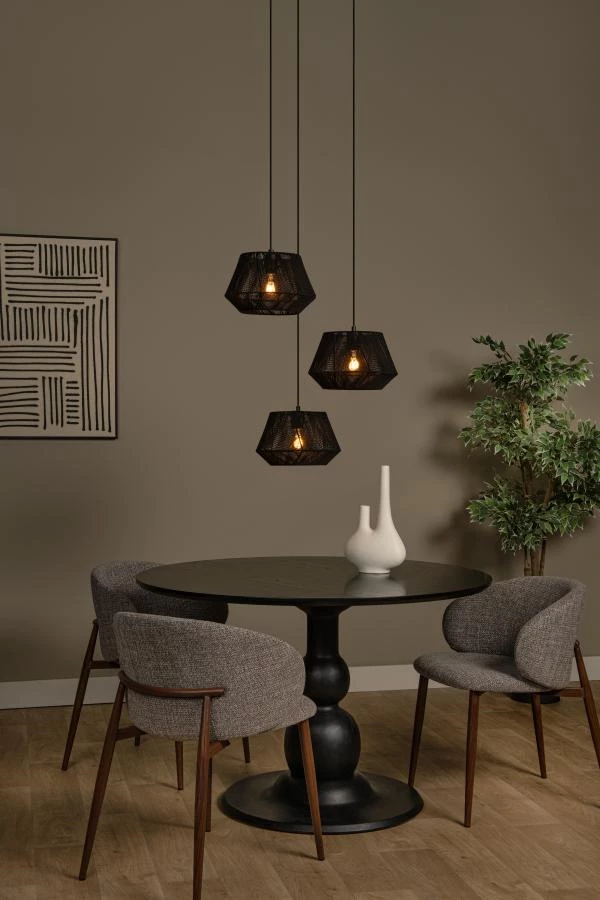 Lucide JESSICA - Hanglamp - Ø 35,5 cm - 3xE27 - Zwart - sfeer 1